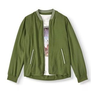 Olive Green Bomber Style Girls Jacket Size 18
